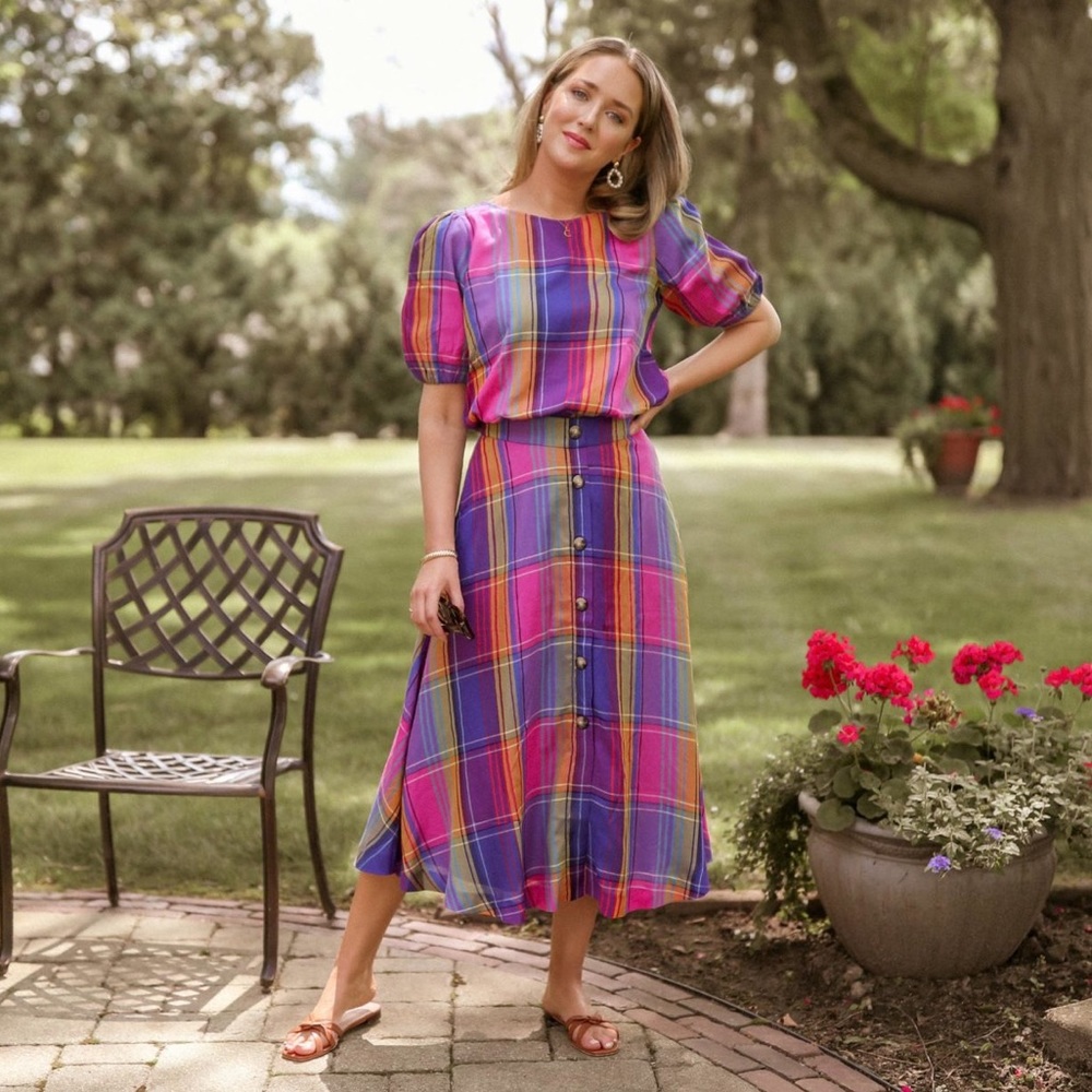 Ann Taylor Madras Midi Skirt Blogger Favourite 6